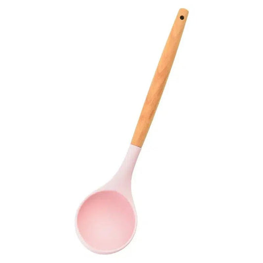 Pink silicone soup ladle
