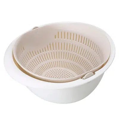 Rotatable double drain basket.