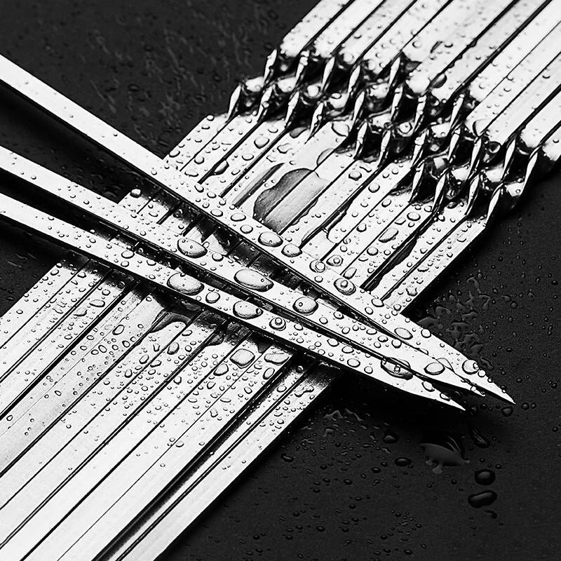 10/15Pcs Stainless Steel Barbecue Skewer Set