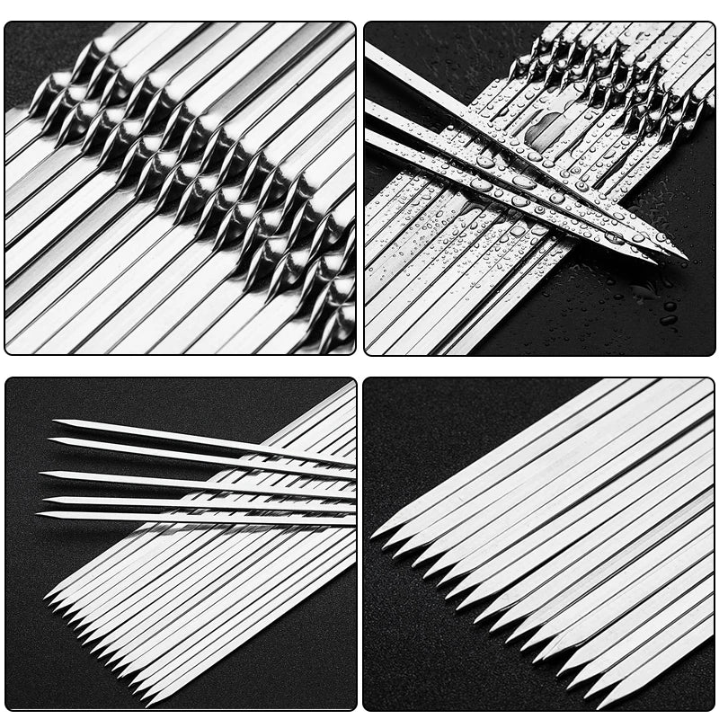 10/15Pcs Stainless Steel Barbecue Skewer Set
