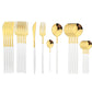 White and gold dinnerware cutlery set