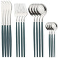 Silver and blue/grey cutlery set