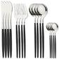 Silver and black cutlery set
