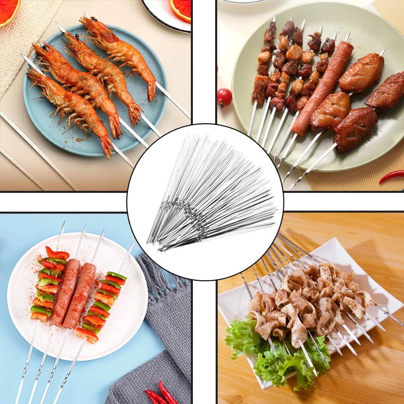 10/15Pcs Stainless Steel Barbecue Skewer Set