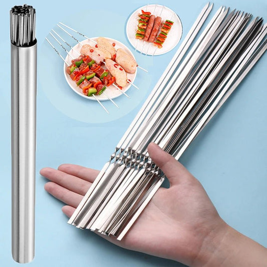 10/15Pcs Stainless Steel Barbecue Skewer Set