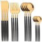 Gold and black cutlery set