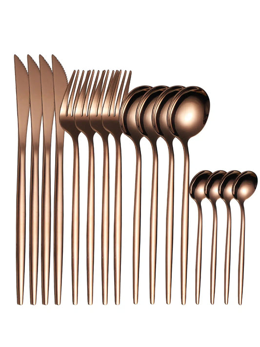 rose gold cutlery set stainless steel